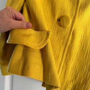Etcetera Vintage Womens Woven Jacket/Blazer Pleated Canary Yellow